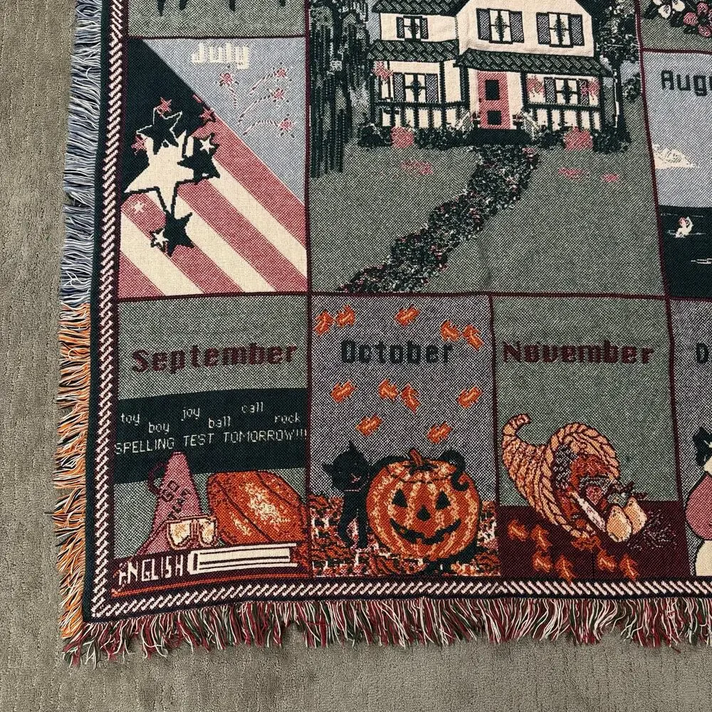 Home Sweet Home Monthly Calendar Tapestry Throw Blanket 47 x 68
